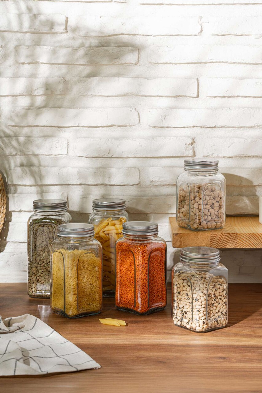 Set recipiente cu capac, Hermia, 238PLN1309, Dimensiune: 8,5 x 8,5 x 14 cm / 660 ml (2 bucăți), Argintiu - imagine 3